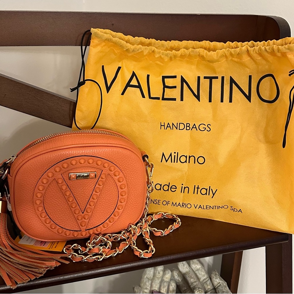 Valentino by Mario Valentino Leather Nina Rock Crossbody and Dust Bag NWT